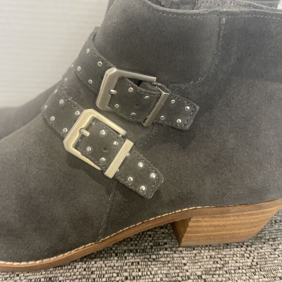 Dolce Vita Booties Women’s 10‎ Grey Ankle Boots Suede Buckle Block Heel Western - Picture 6 of 15